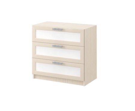 Комод ДЮ-03 Юнга-7 ЛДСП Белый ХДФ+Рамочный Профиль/Ясень Шимо Светлый (Д-750 x В-770 x Г-440 мм)