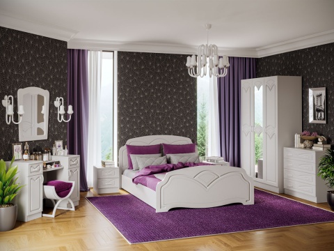 Спальный Гарнитур Настя-1 МДФ Белый Глянец