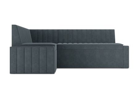 Кухонный угловой диван дельфин Вермут велюр серо-синий