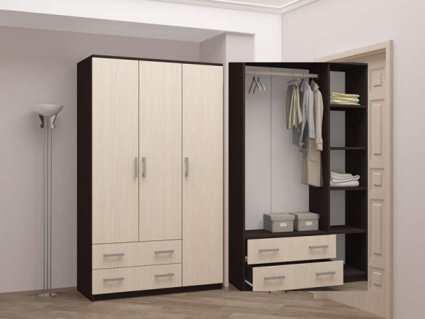 Шкаф Комфорт-10 Венге/Дуб Молочный (Ш-1200 х В-2116 х Г-513 мм)